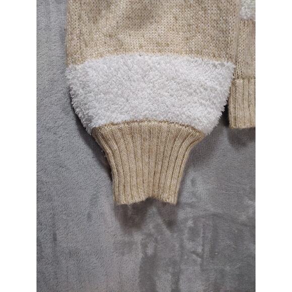 Beige White Striped Woman’s XL Parisian French Cozy Sweater Lauren Lane Sonoma - Picture 2 of 10
